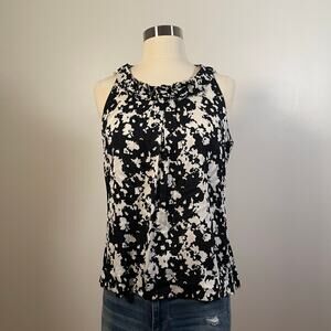 Halogen • Silk Black and White Sleeveless Top
